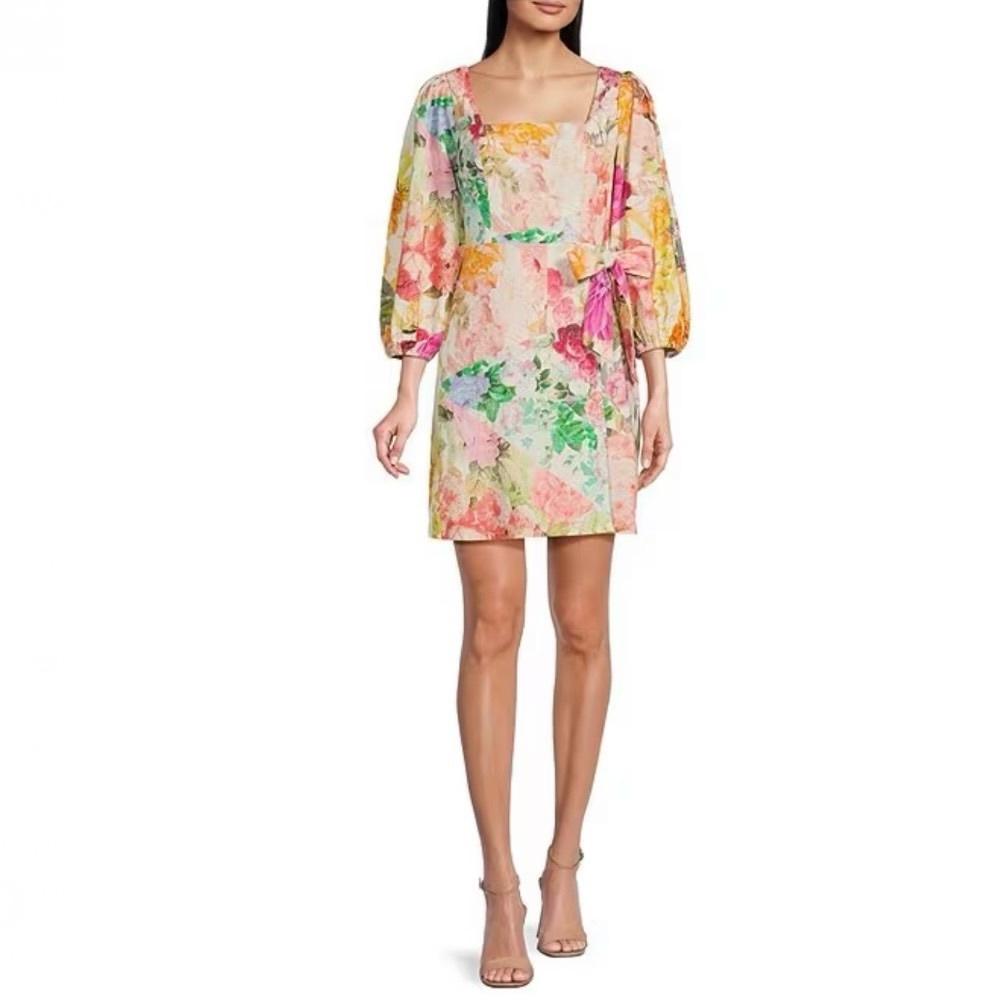 VINCE CAMUTO Floral Square Neck Mini Dress